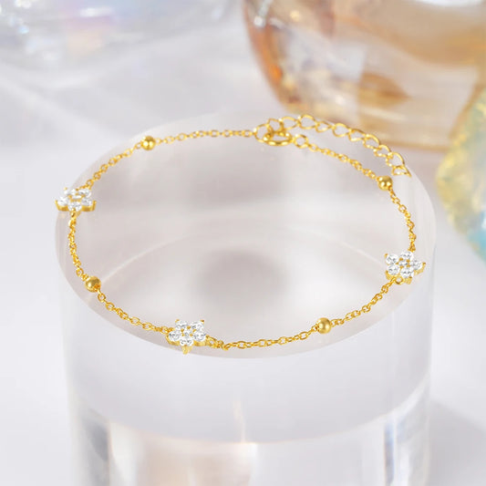 Aurelia Floral Chain Bracelet – 18K Gold Plated S925 Sterling Silver