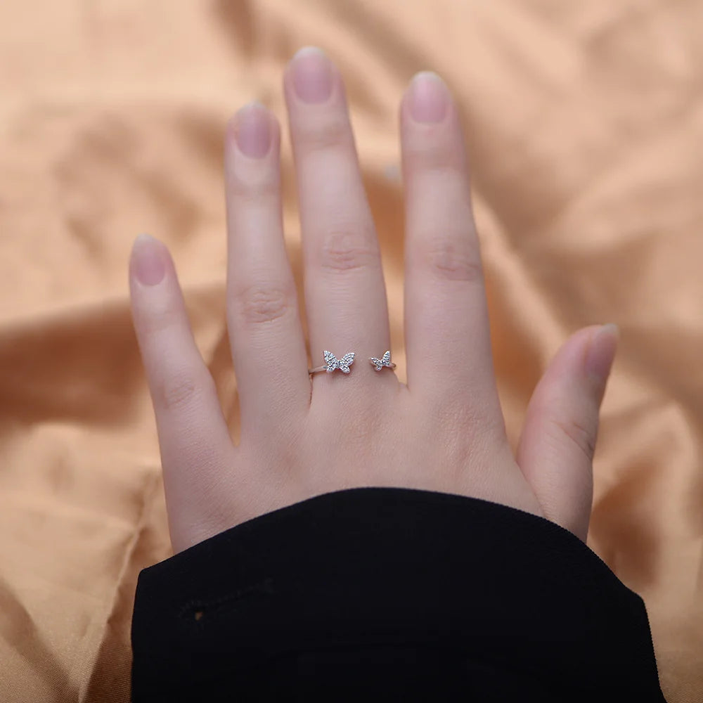 Flutter Duo Butterfly Ring – S925 Sterling Silver (Gold / Silver Plating)