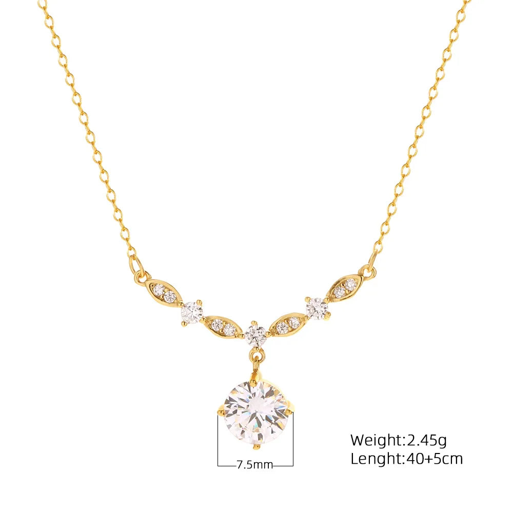 Crystal Elegance Necklace – S925 Sterling Silver Pendant (Gold / Silver)