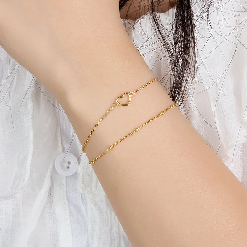 Everly Open Heart Bracelet – 18K Gold Plated & S925 Sterling Silver