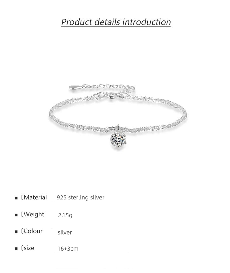 Nova Gemstone Chain Bracelet – S925 Sterling Silver (White, Green, Pink)