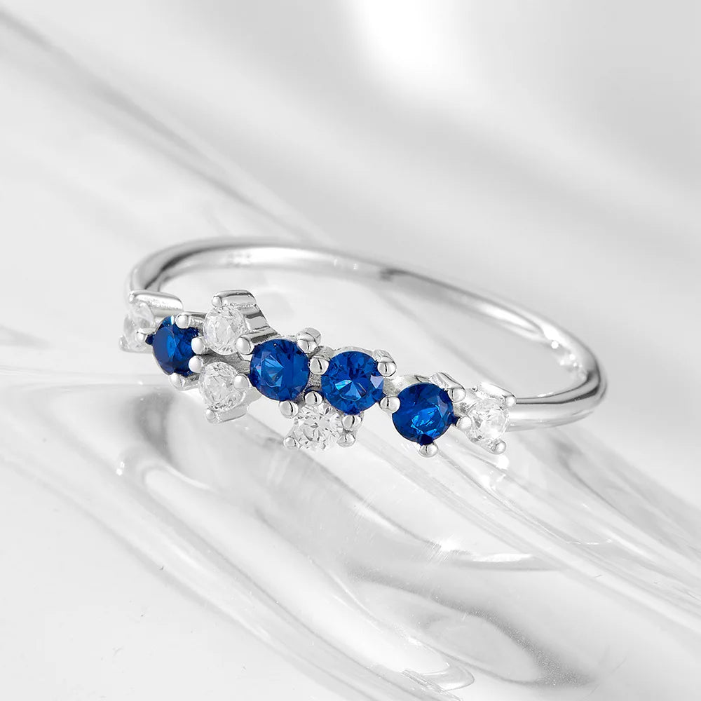 Multi-Gemstone Cluster Ring – S925 Sterling Silver (Gold / Silver)