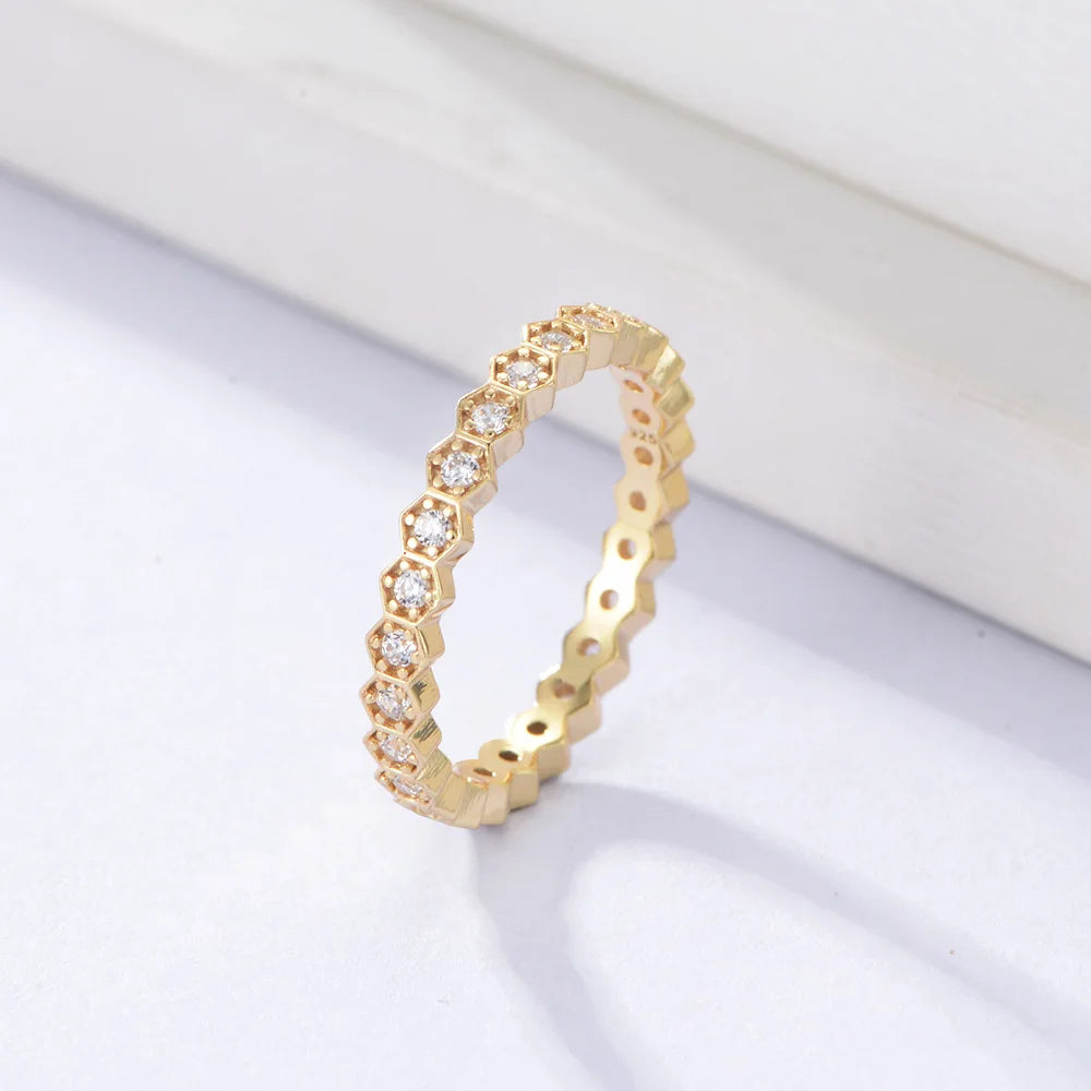 Hexa Radiance Eternity Band – S925 Sterling Silver (Gold / Silver Plating)