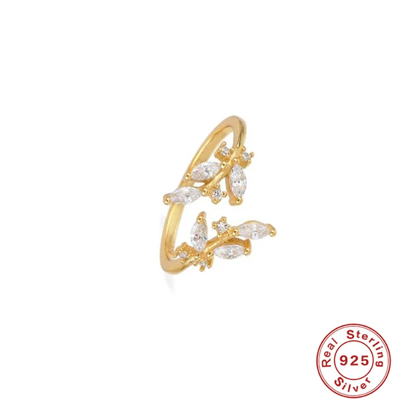 Marquise Leaf Open Ring – S925 Sterling Silver (Gold / Silver Plating)