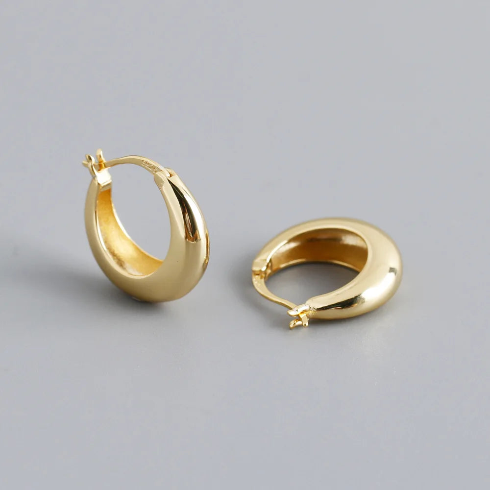 Krenaeminimalist Rounded Chunky Hoops – S925 Sterling Silver (Gold / Silver Plating)
