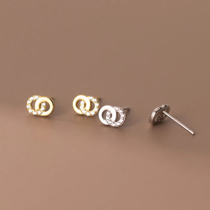 Krenaeminimalist Crystal Interlock Knot Studs – S925 Sterling Silver (Gold / Silver Plating)