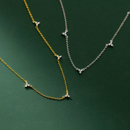 Celeste Cluster Dainty Necklace – S925 Sterling Silver (Gold / Silver)