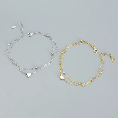 Liora Double Heart Chain Bracelet – 18K Gold Plated & S925 Sterling Silver