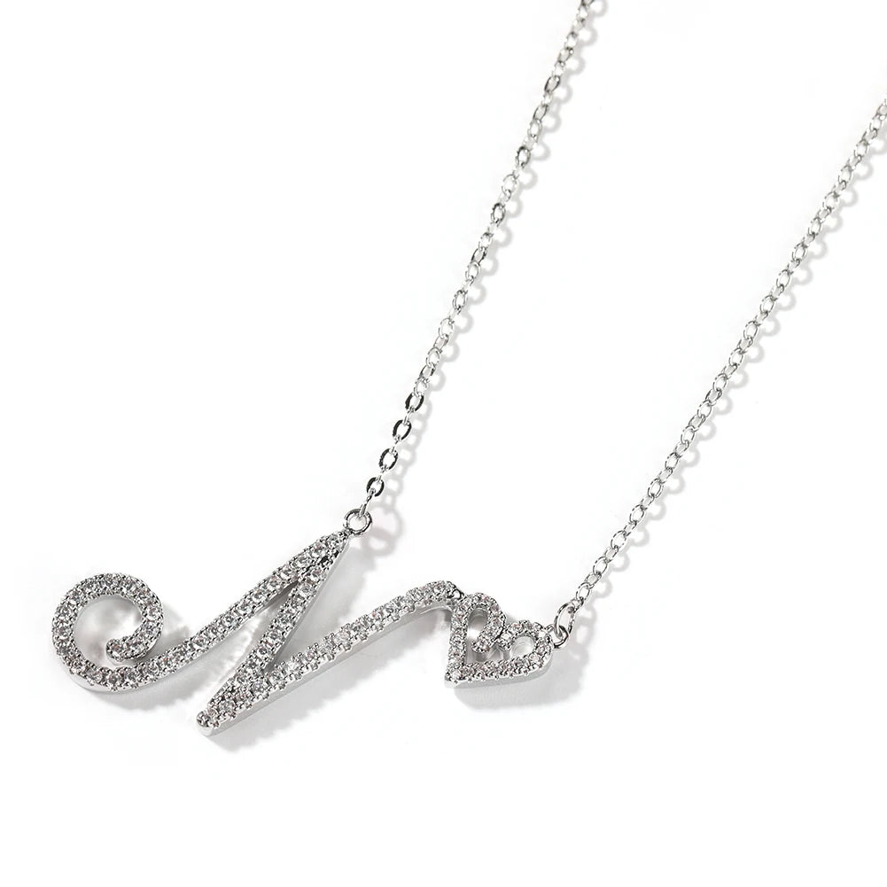 Sparkling Initial Necklace with Heart