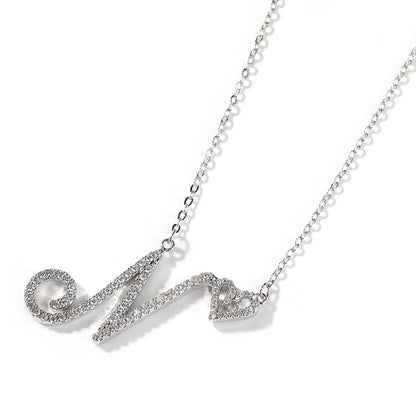 Sparkling Initial Necklace with Heart