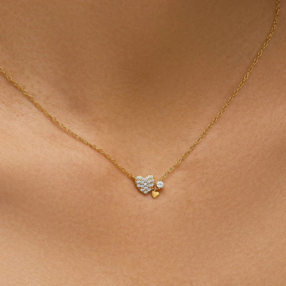 Triple Heart Sparkle Necklace – S925 Sterling Silver (Gold / Silver)