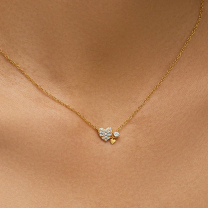 Triple Heart Sparkle Necklace – S925 Sterling Silver (Gold / Silver)