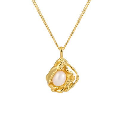 Ocean Pearl Nest Necklace – S925 Sterling Silver Pendant (Gold / Silver)