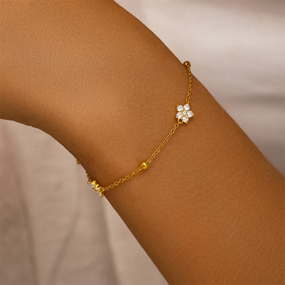 Aurelia Floral Chain Bracelet – 18K Gold Plated S925 Sterling Silver