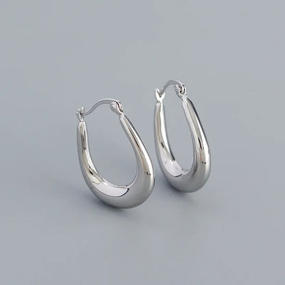 Krenaeminimalist Sahana Sculpted Drop Hoops – S925 Sterling Silver (Gold / Silver Plating)