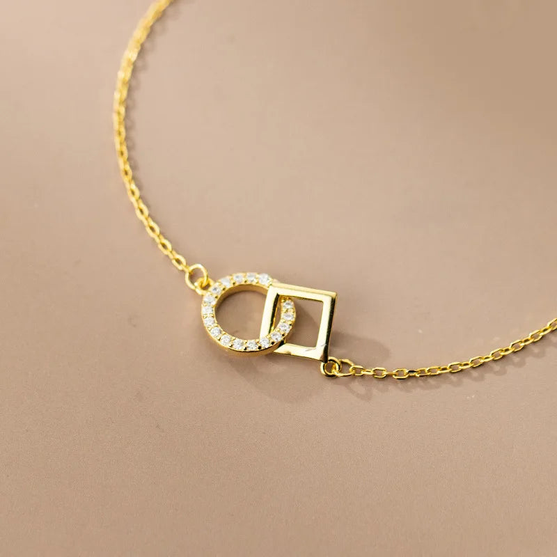 Aria Geometric Link Bracelet – 18K Gold Plated & S925 Sterling Silver