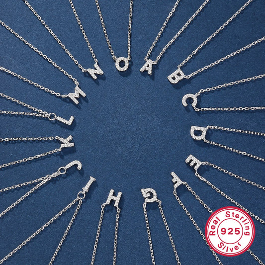 Sparkling Initial Letter Necklace – S925 Sterling Silver (Gold / Silver)