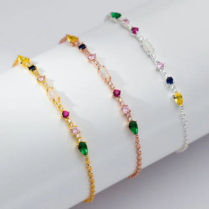 Seraphina Gemstone Link Bracelet – 18K Gold, Rose Gold & S925 Sterling Silver