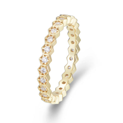 Hexa Radiance Eternity Band – S925 Sterling Silver (Gold / Silver Plating)