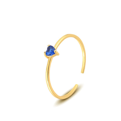 Heartstone Adjustable Ring – S925 Sterling Silver (Gold / Silver Plating, Multi-Color Stones)