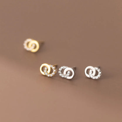 Krenaeminimalist Crystal Interlock Knot Studs – S925 Sterling Silver (Gold / Silver Plating)