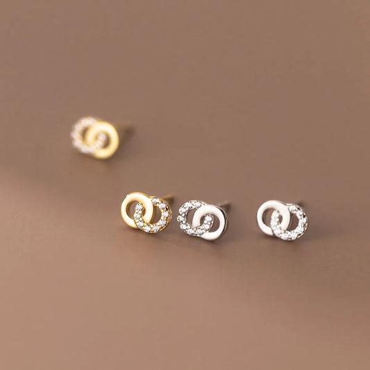 Krenaeminimalist Crystal Interlock Knot Studs – S925 Sterling Silver (Gold / Silver Plating)
