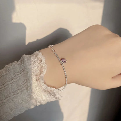 Nova Gemstone Chain Bracelet – S925 Sterling Silver (White, Green, Pink)