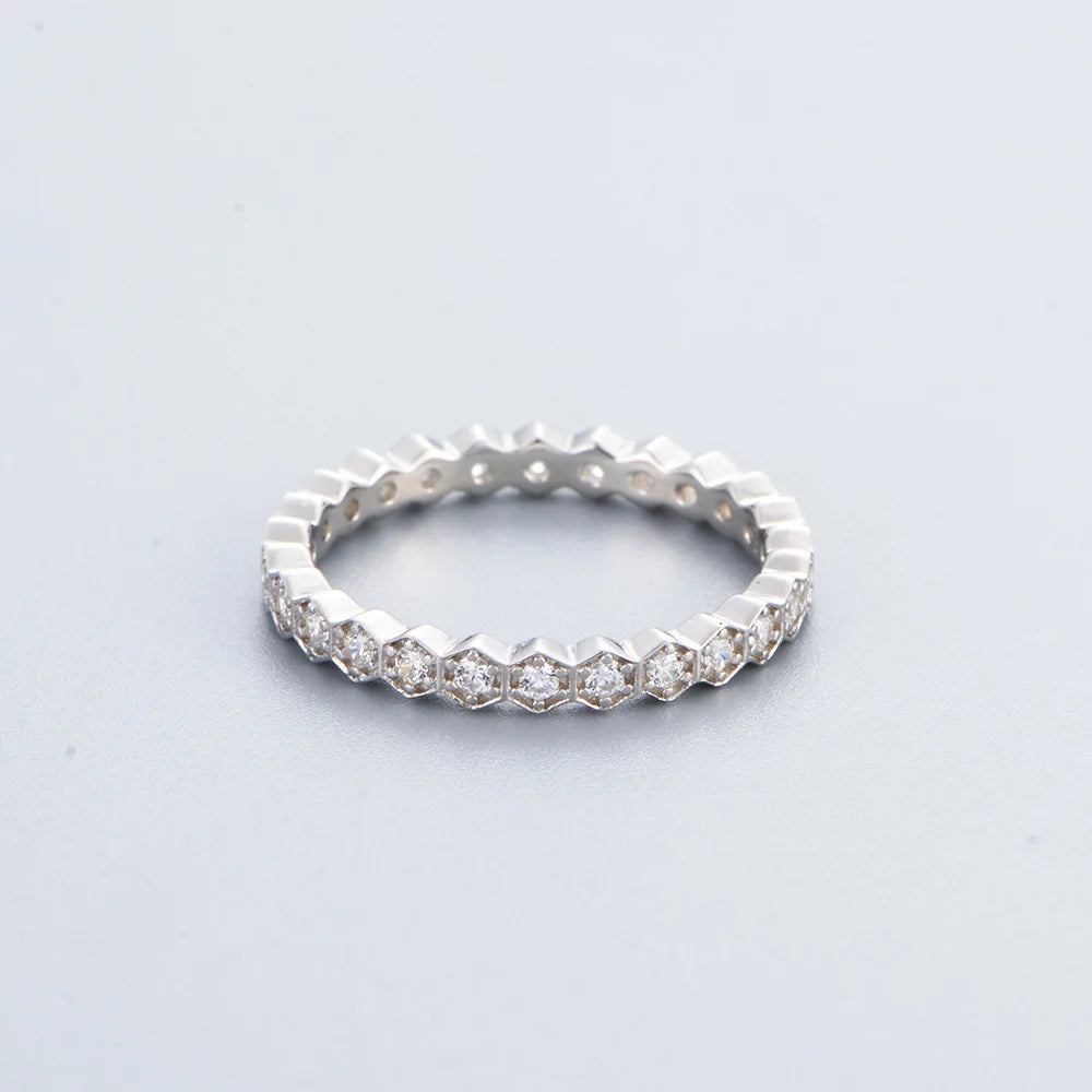 Hexa Radiance Eternity Band – S925 Sterling Silver (Gold / Silver Plating)