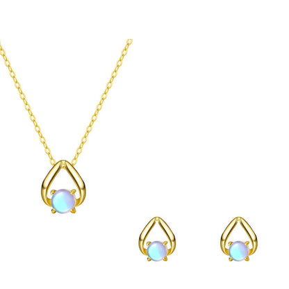 Blue Moon Gem Jewelry Set – S925 Sterling Silver Necklace & Earrings (Gold / Silver)