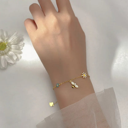 Blossom Bee Charm Bracelet – 18K Gold Plated & S925 Sterling Silver