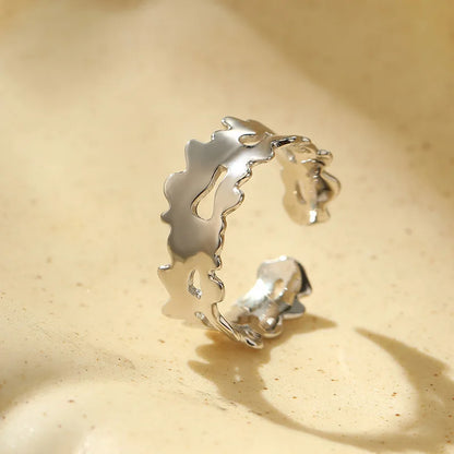 Ripple Wave Adjustable Ring – S925 Sterling Silver (Gold / Silver Plating)