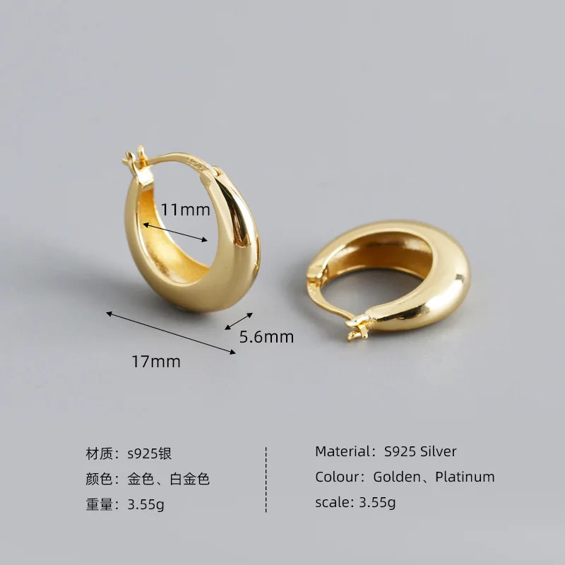 Krenaeminimalist Rounded Chunky Hoops – S925 Sterling Silver (Gold / Silver Plating)