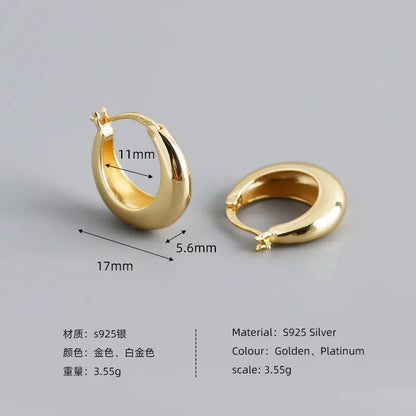 Krenaeminimalist Rounded Chunky Hoops – S925 Sterling Silver (Gold / Silver Plating)