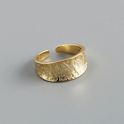 Sculpted Texture Adjustable Band Ring – S925 Sterling Silver (Gold / Silver Plating)