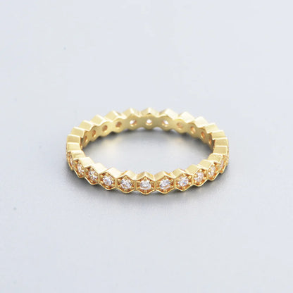 Hexa Radiance Eternity Band – S925 Sterling Silver (Gold / Silver Plating)