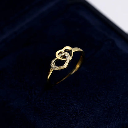 Double Heart Connection Ring – S925 Sterling Silver (Gold / Silver Plating)