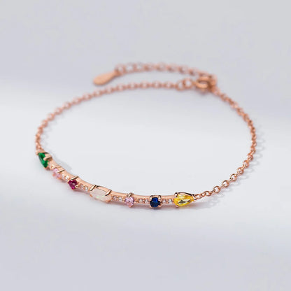 Seraphina Gemstone Link Bracelet – 18K Gold, Rose Gold & S925 Sterling Silver