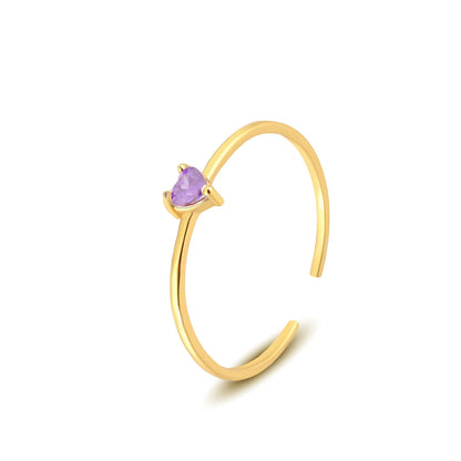 Heartstone Adjustable Ring – S925 Sterling Silver (Gold / Silver Plating, Multi-Color Stones)