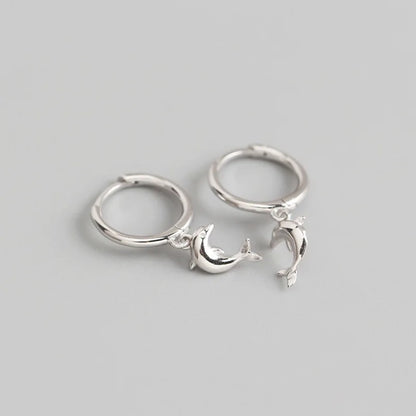 Krenaeminimalist Nauti Tide Dolphin Huggie Hoops – S925 Sterling Silver (Gold / Silver Plating)