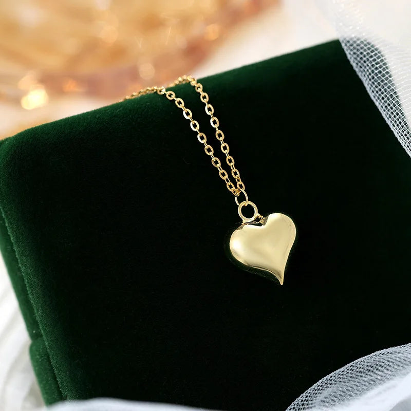 Classic Heart Charm Necklace – S925 Sterling Silver (Gold / Silver)