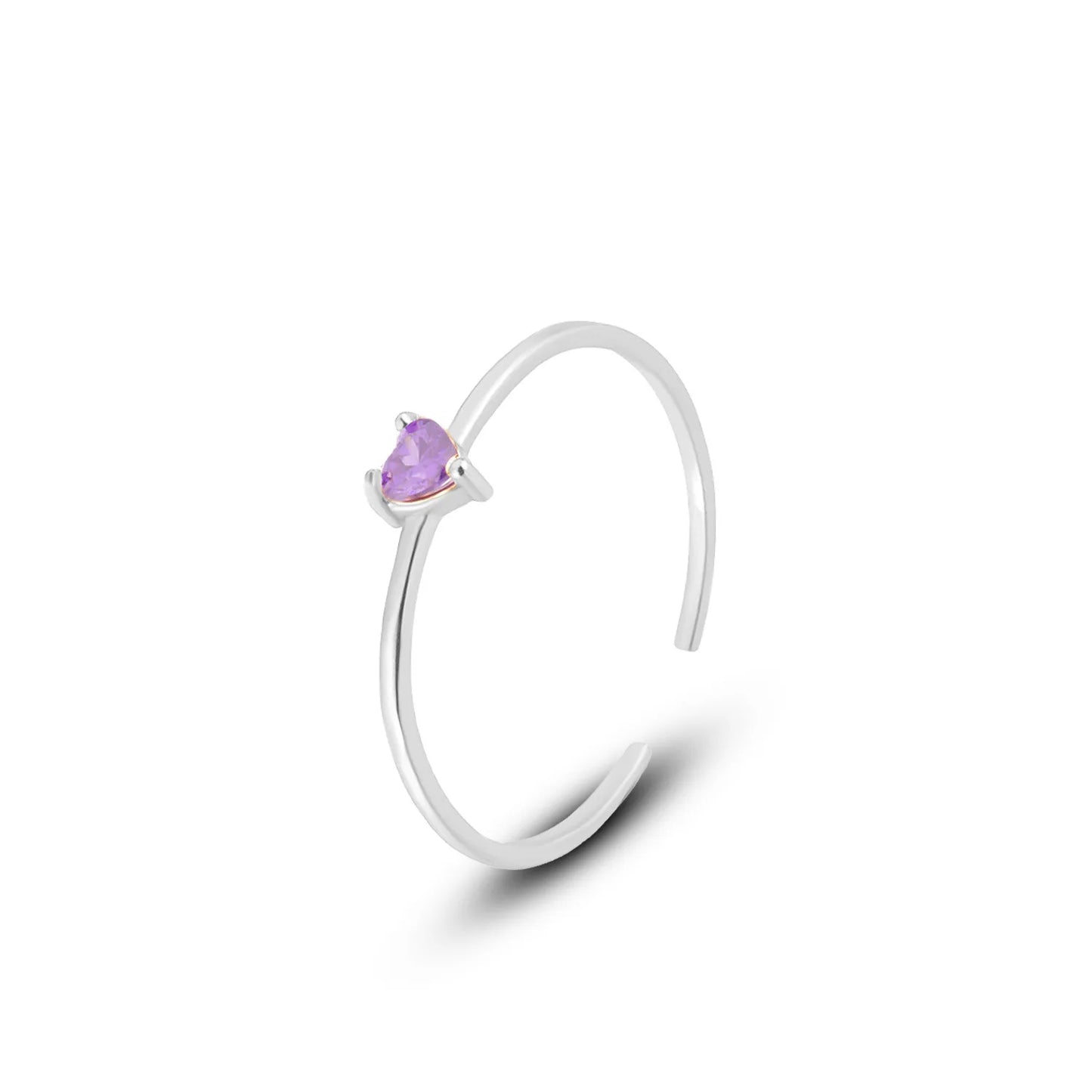 Heartstone Adjustable Ring – S925 Sterling Silver (Gold / Silver Plating, Multi-Color Stones)