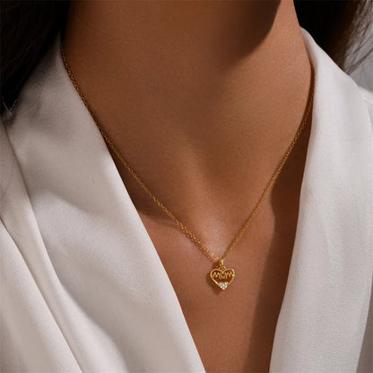 Mom Heart Pendant Necklace – S925 Sterling Silver (Gold / Silver)