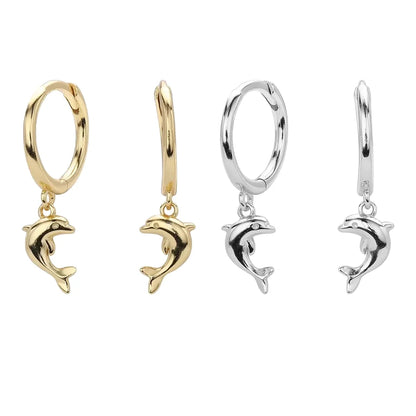 Krenaeminimalist Nauti Tide Dolphin Huggie Hoops – S925 Sterling Silver (Gold / Silver Plating)