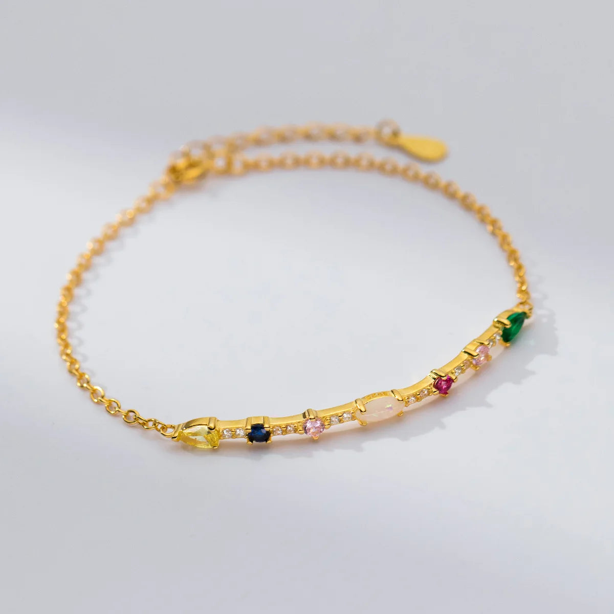 Seraphina Gemstone Link Bracelet – 18K Gold, Rose Gold & S925 Sterling Silver