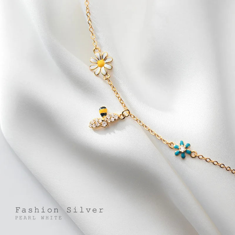 Blossom Bee Charm Bracelet – 18K Gold Plated & S925 Sterling Silver