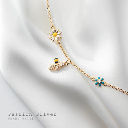 Blossom Bee Charm Bracelet – 18K Gold Plated & S925 Sterling Silver