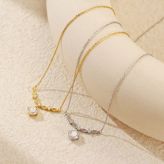 Crystal Elegance Necklace – S925 Sterling Silver Pendant (Gold / Silver)