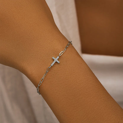 Celeste Cross Link Bracelet – 18K Gold Plated & S925 Sterling Silver