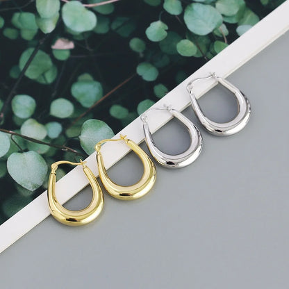 Krenaeminimalist Sahana Sculpted Drop Hoops – S925 Sterling Silver (Gold / Silver Plating)