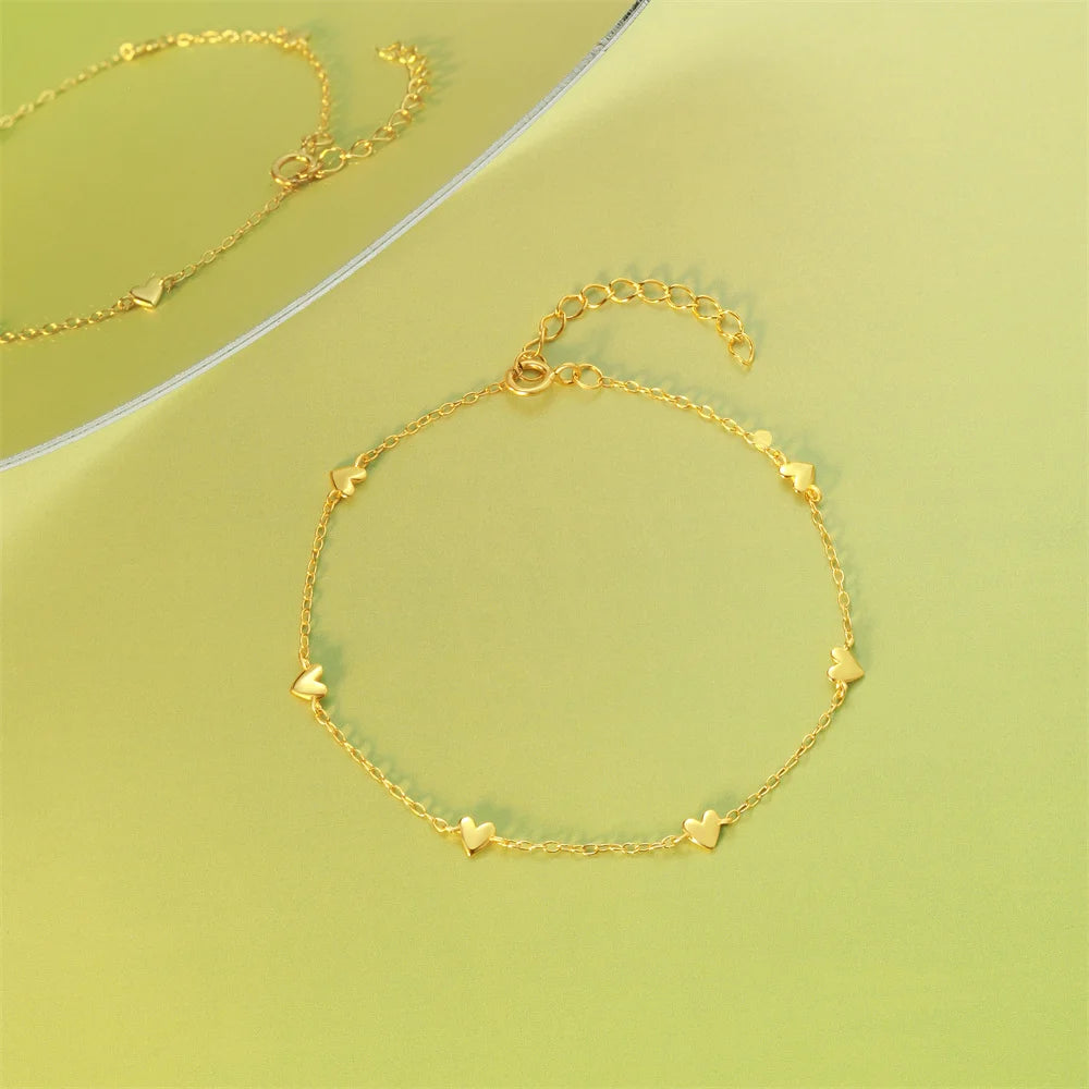 Amora Heart Link Bracelet – 18K Gold Plated S925 Sterling Silver